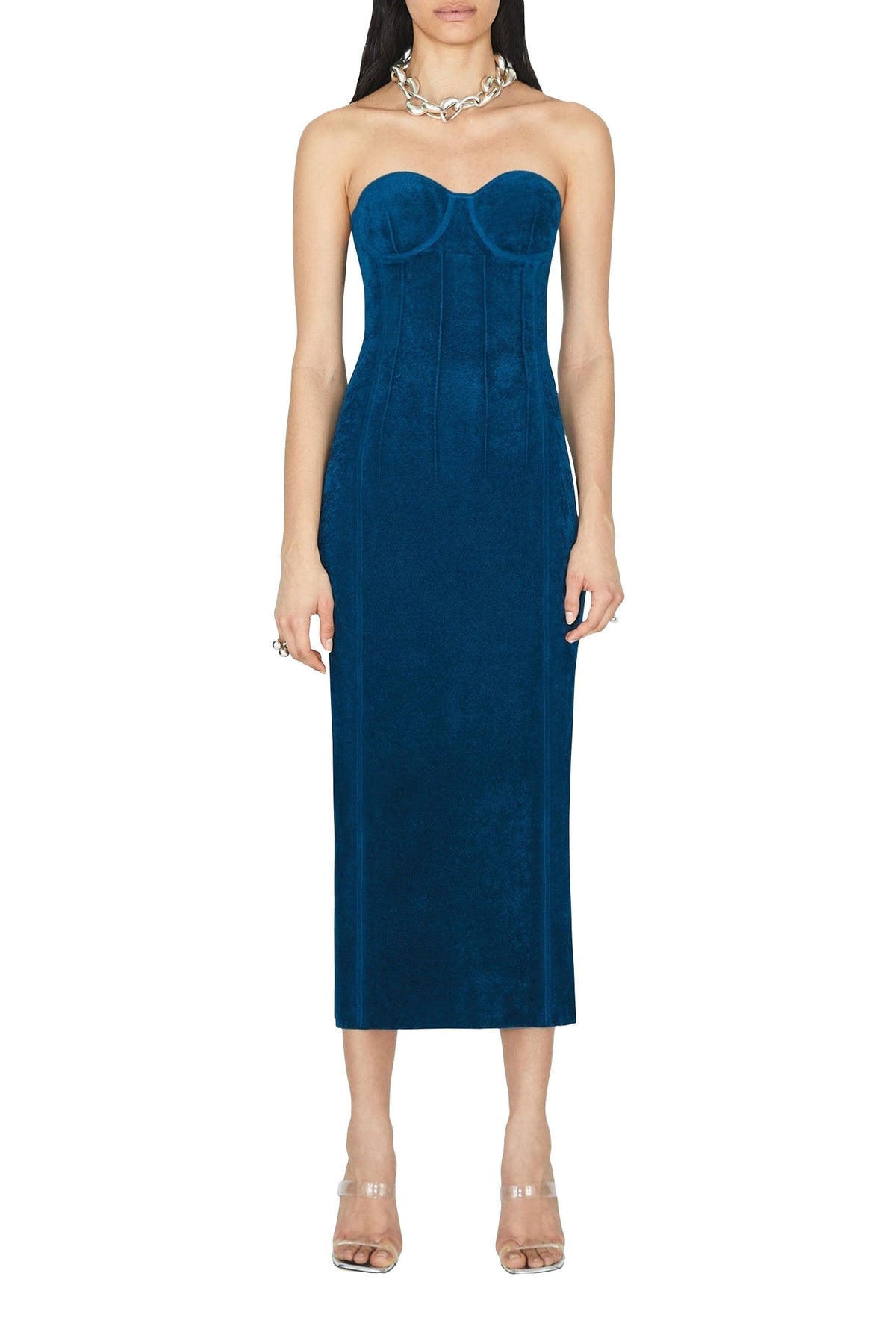 Titania Velvet Bustier Dress - Peacock