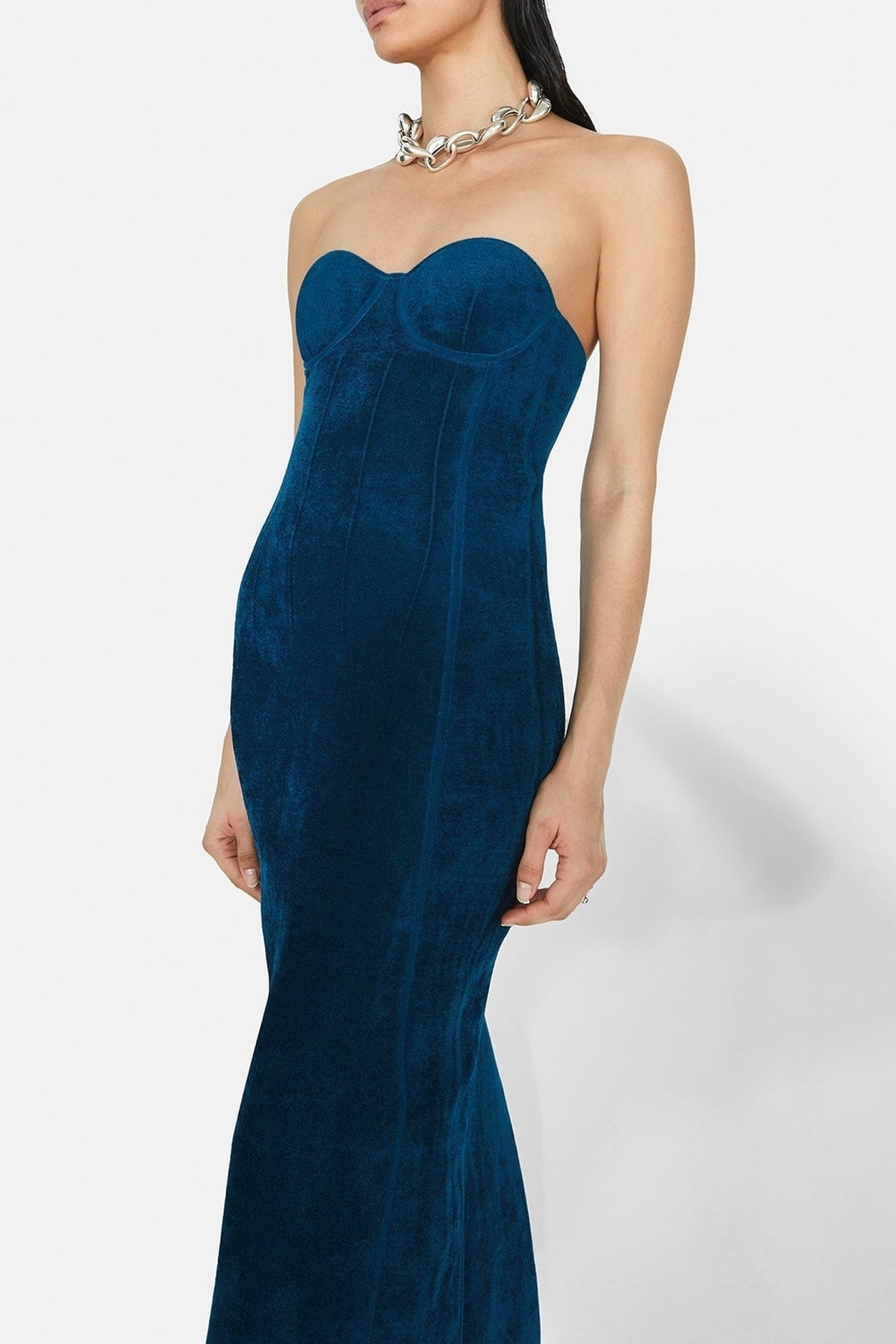 Titania Velvet Bustier Dress - Peacock
