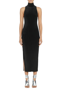 Metallic Rhea Turtleneck Dress - Black