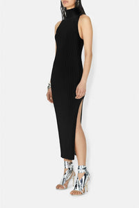 Metallic Rhea Turtleneck Dress - Black