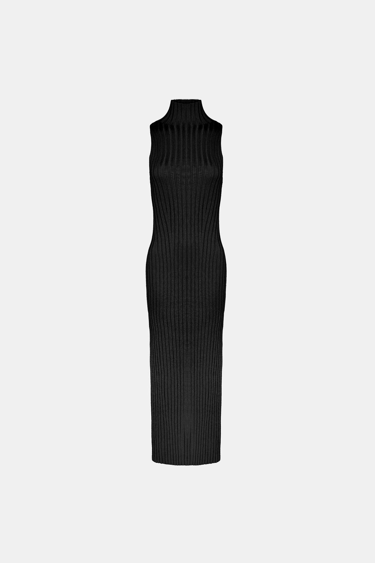 Metallic Rhea Turtleneck Dress - Black