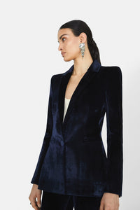 Sculpted Velvet Blazer - Midnight