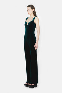 Siren Velvet Jumpsuit - Pine