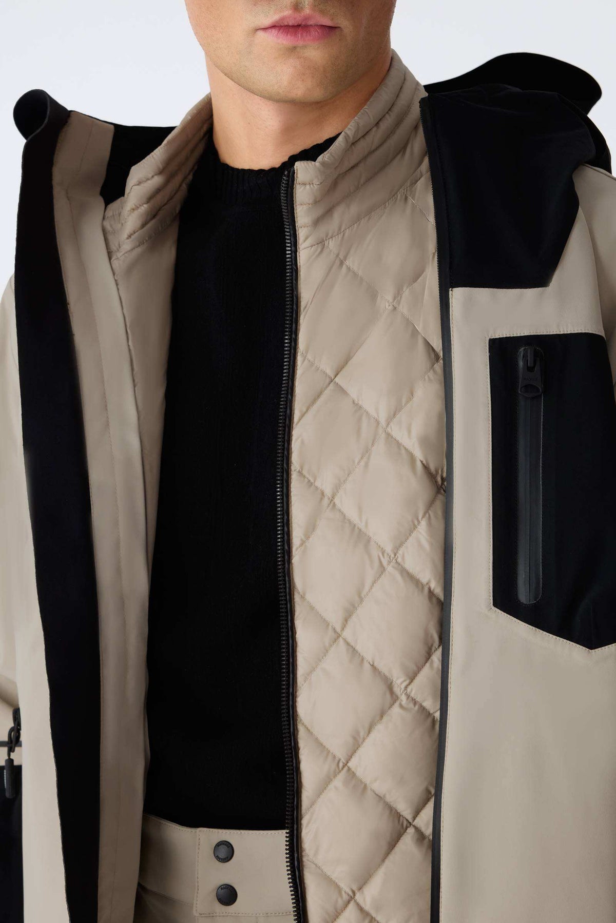 Taupe Men's Hooded Rainwear/ Rainproof Jacket