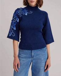 Pull Hortensia en laine - Cobalt Blue