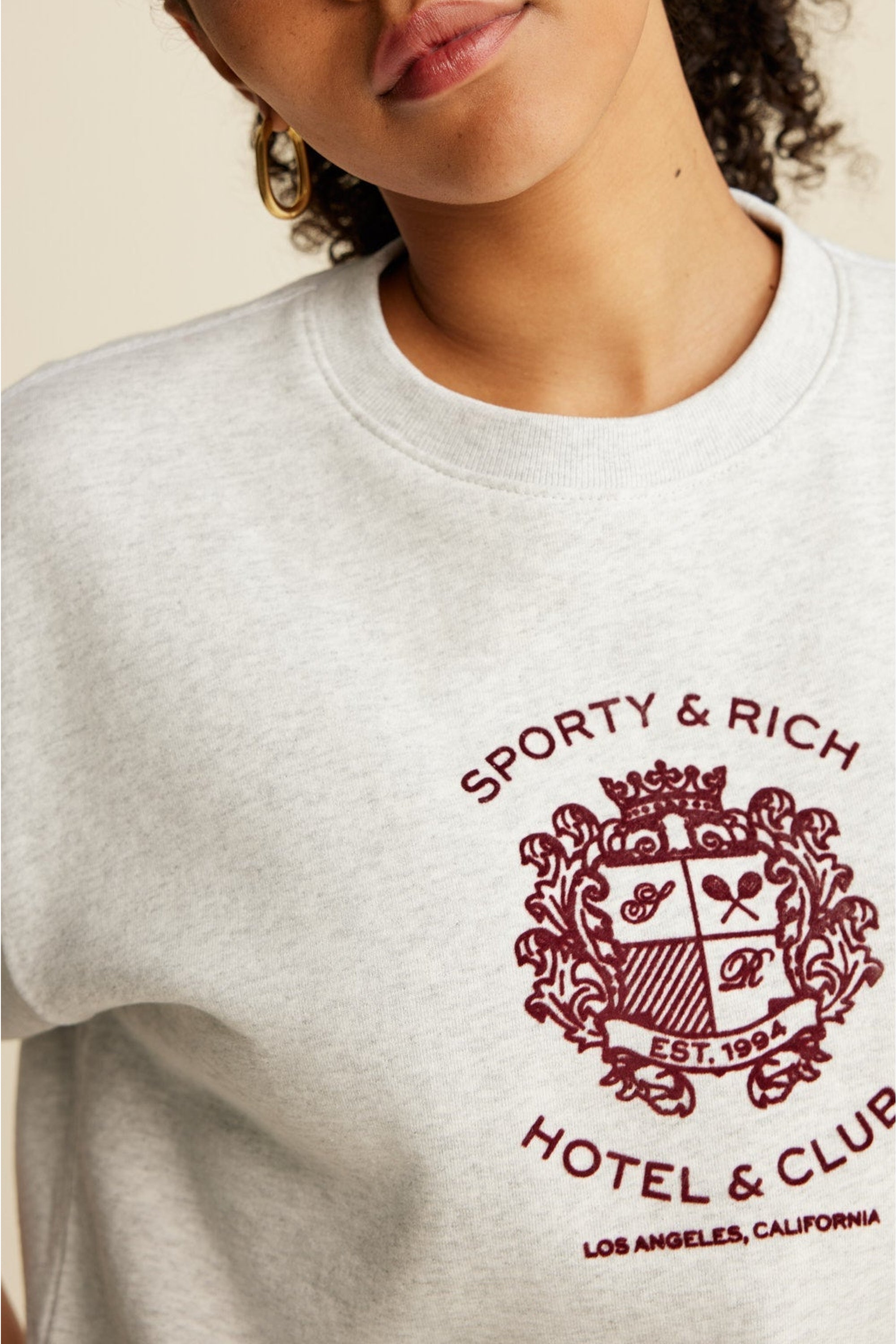 Sweatshirt court à col rond - Heather Gray