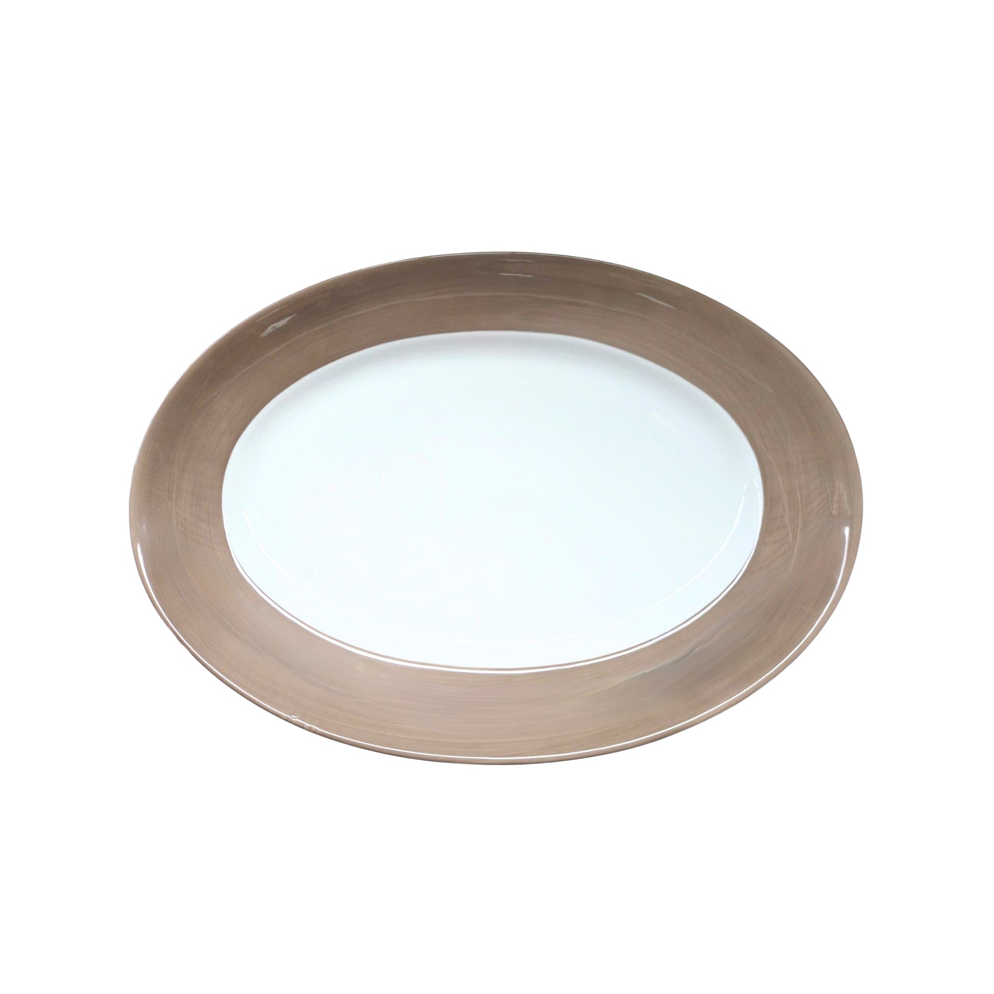 Plat ovale Coco en porcelaine - Taupe