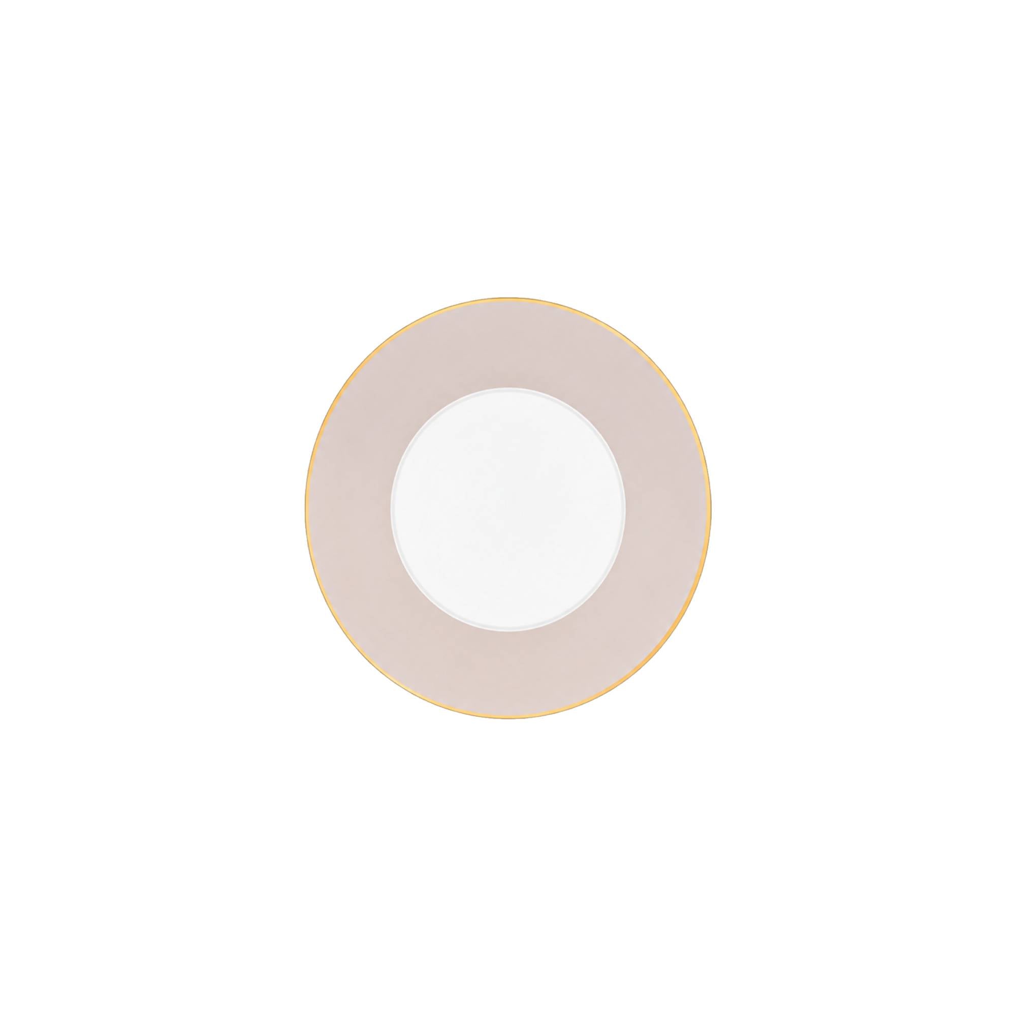 Assiette à pain Lexington Filet d'or en porcelaine - Camelia