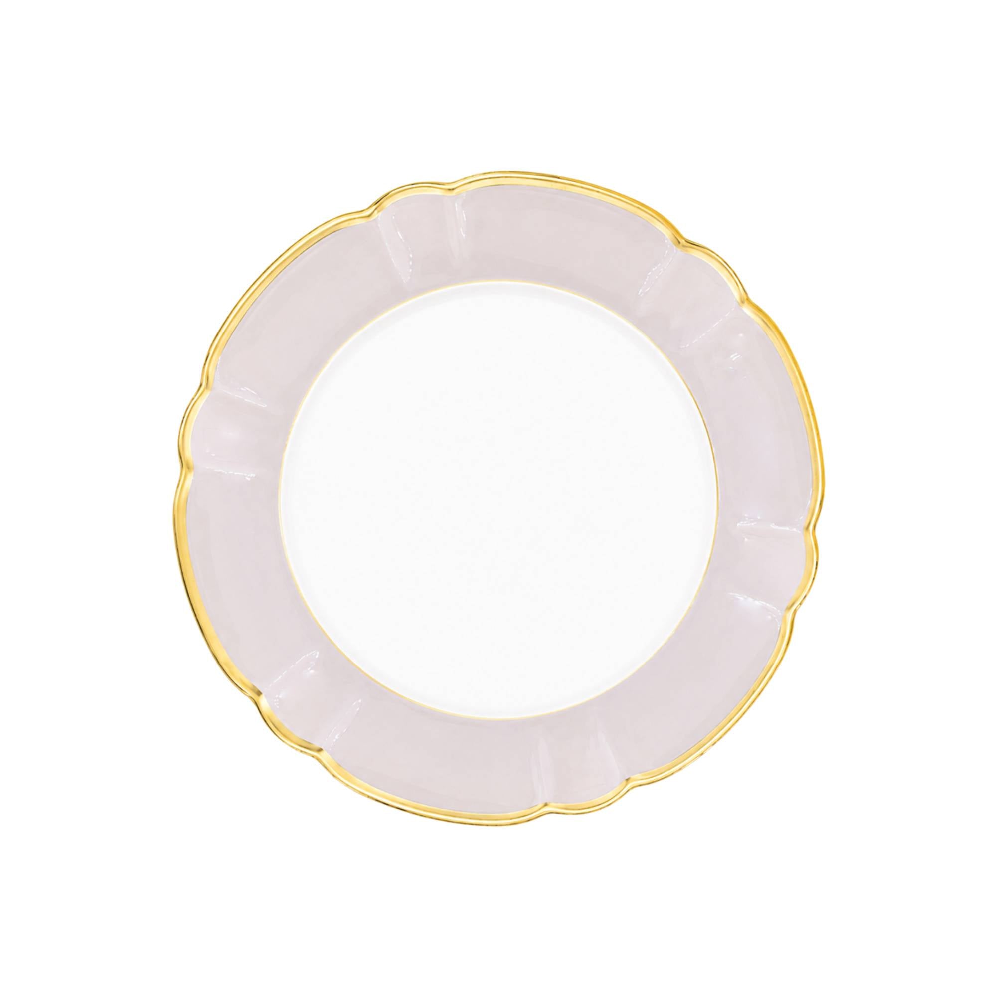 Assiette à dîner Yvonne Filet d'or en porcelaine - Camelia