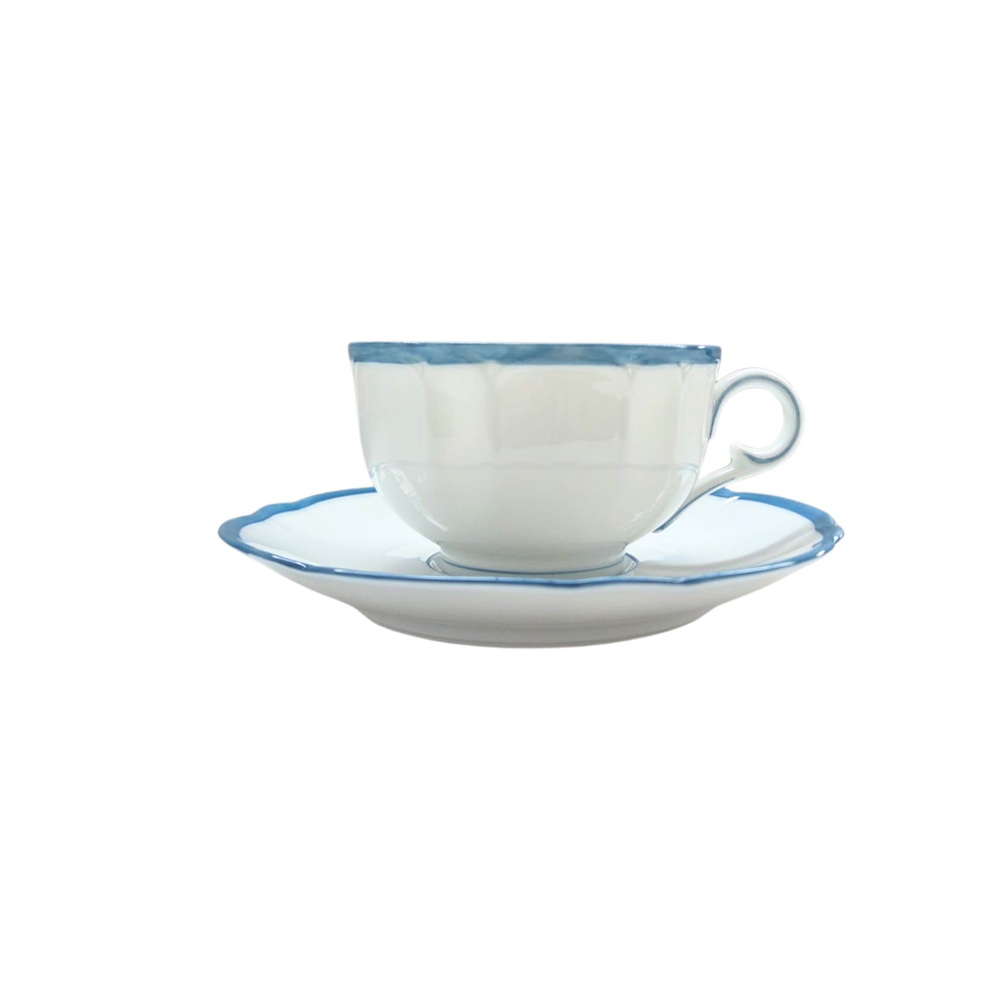 Tasse et soucoupe à thé Colette Filet couleur en porcelaine - Atoll