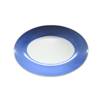 Plat ovale Lexington Filet d'or en porcelaine - Azur