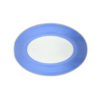 Plat ovale Lexington Filet d'or en porcelaine - Azur