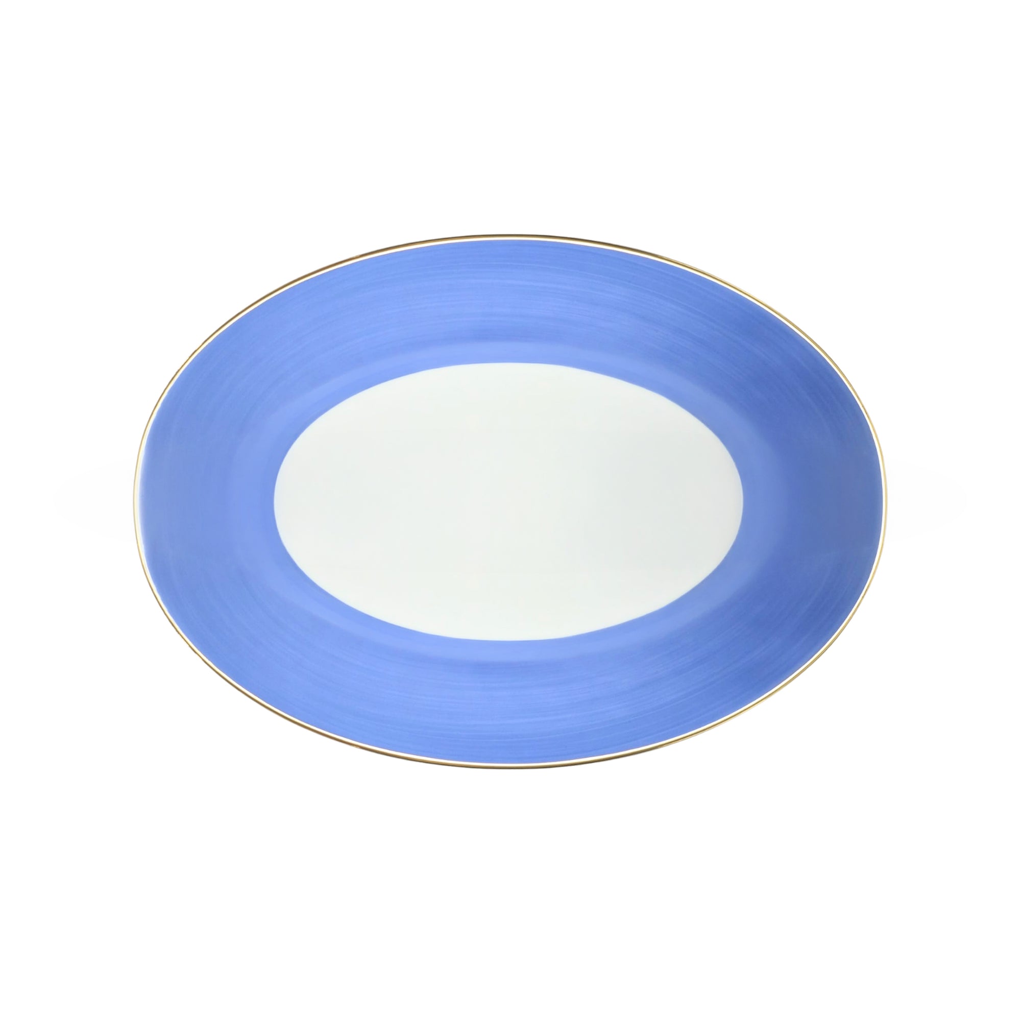 Plat ovale Lexington Filet d'or en porcelaine - Azur