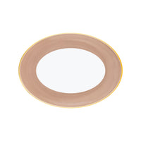 Plat ovale Lexington Filet d'or en porcelaine - Taupe