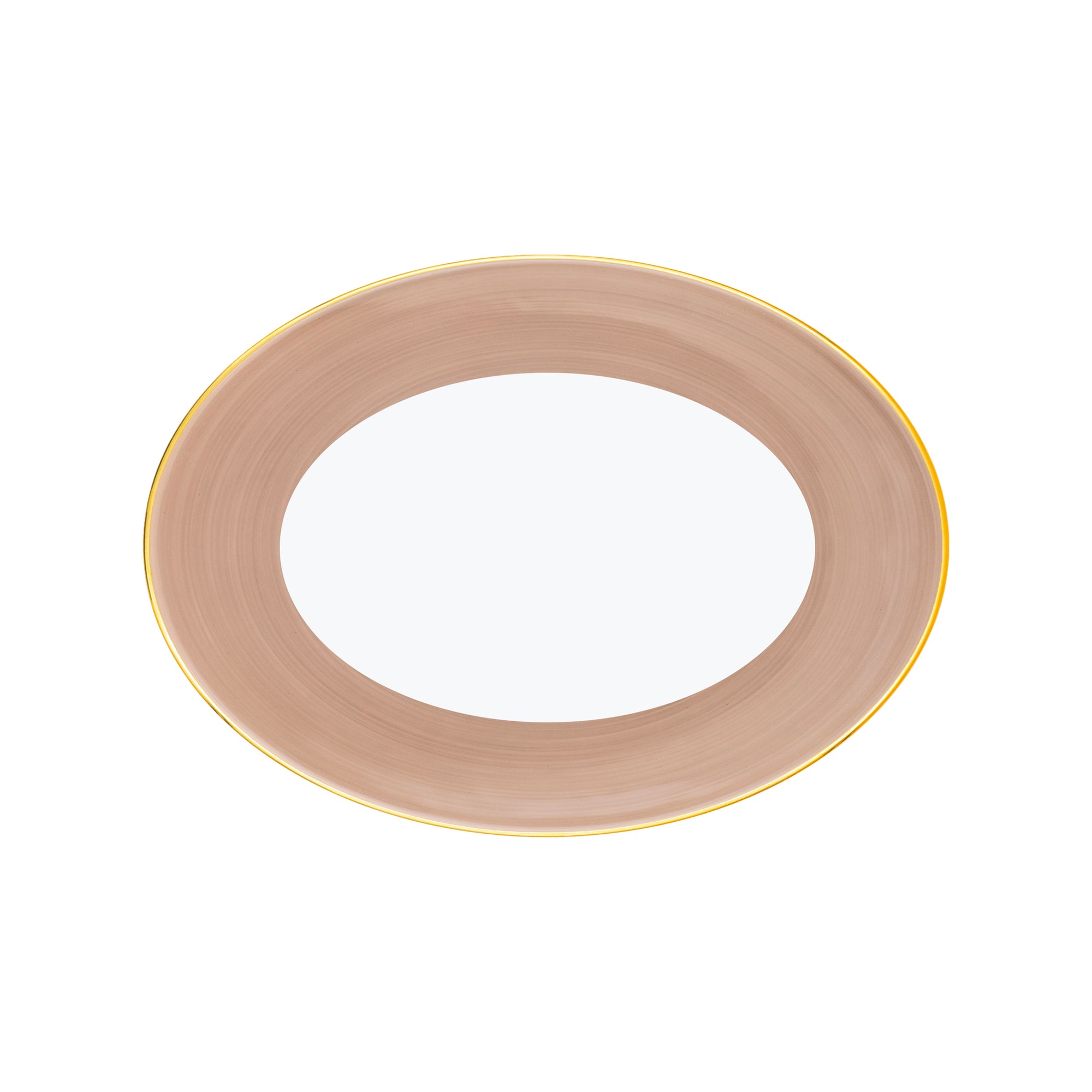 Plat ovale Lexington Filet d'or en porcelaine - Taupe
