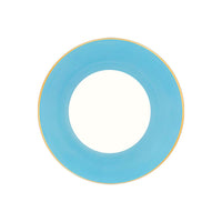 Assiette à dîner Lexington Filet d'or en porcelaine - Turquoise