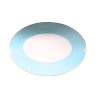 Plat ovale Lexington Filet d'or en porcelaine - Turquoise