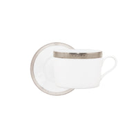 Tasse et soucoupe à déjeuner Malmaison en porcelaine - Platine