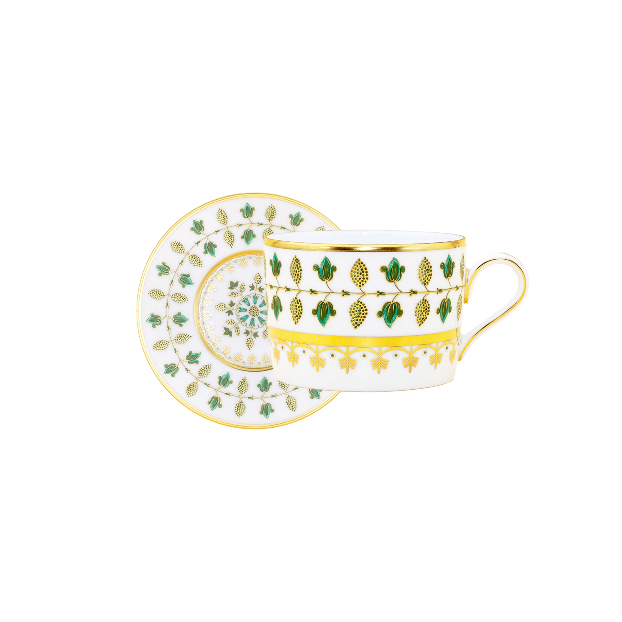 Tasse et soucoupe à thé Matignon en porcelaine - Vert