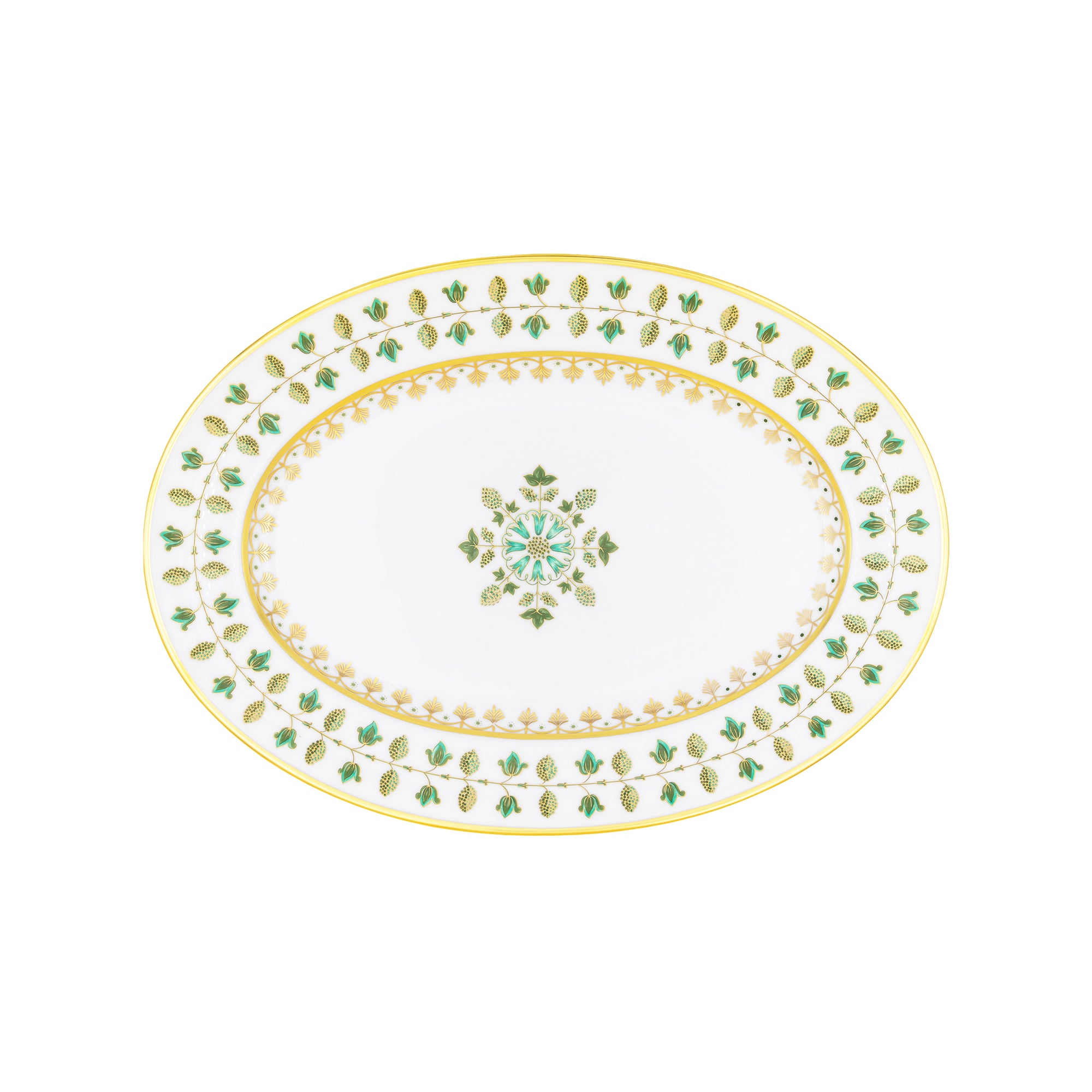 Plat ovale Matignon en porcelaine - Vert