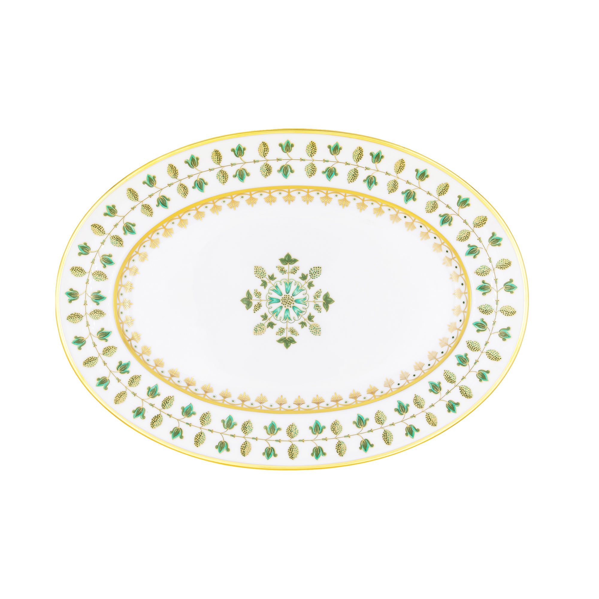 Plat ovale Matignon en porcelaine - Vert
