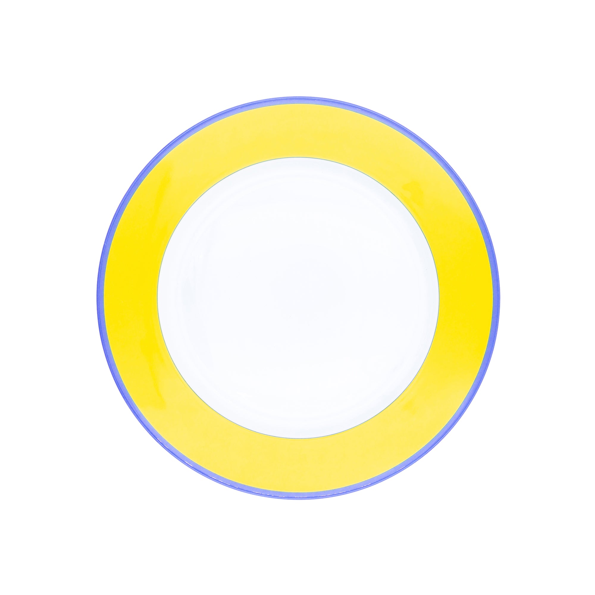 Plat rond plat Monet en porcelaine - Jaune & Bleu