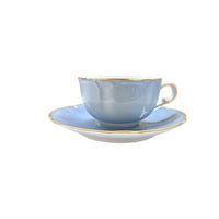 Tasse et soucoupe à thé Yvonne Filet d'or en porcelaine - Lavande