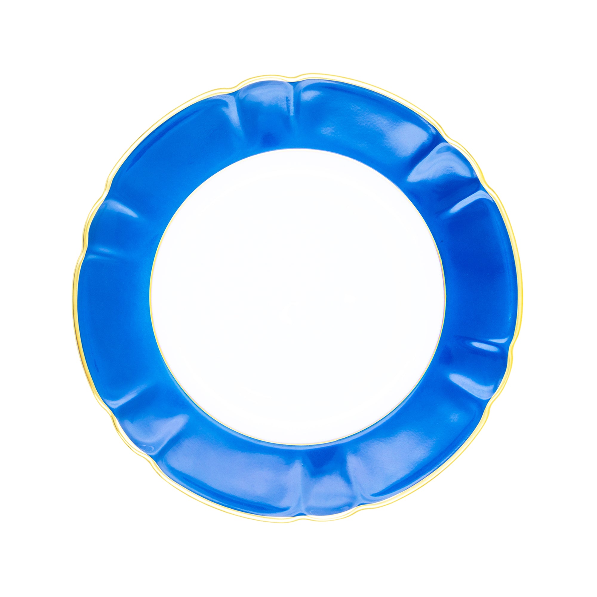 Assiette de présentation Yvonne Filet d'or en porcelaine - Marine