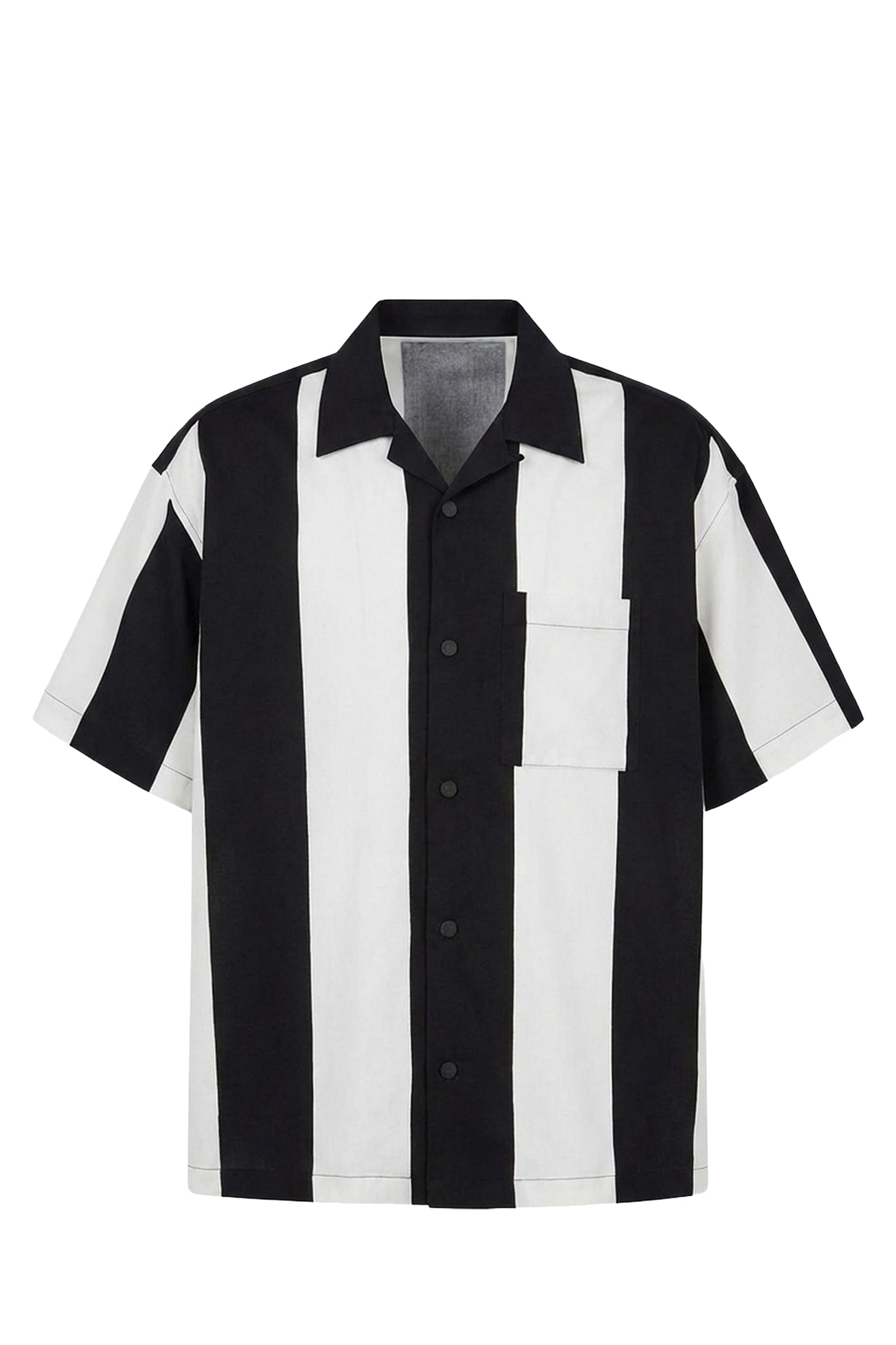 Chemise col requin avec étiquette Ami en satin - Black & Off White