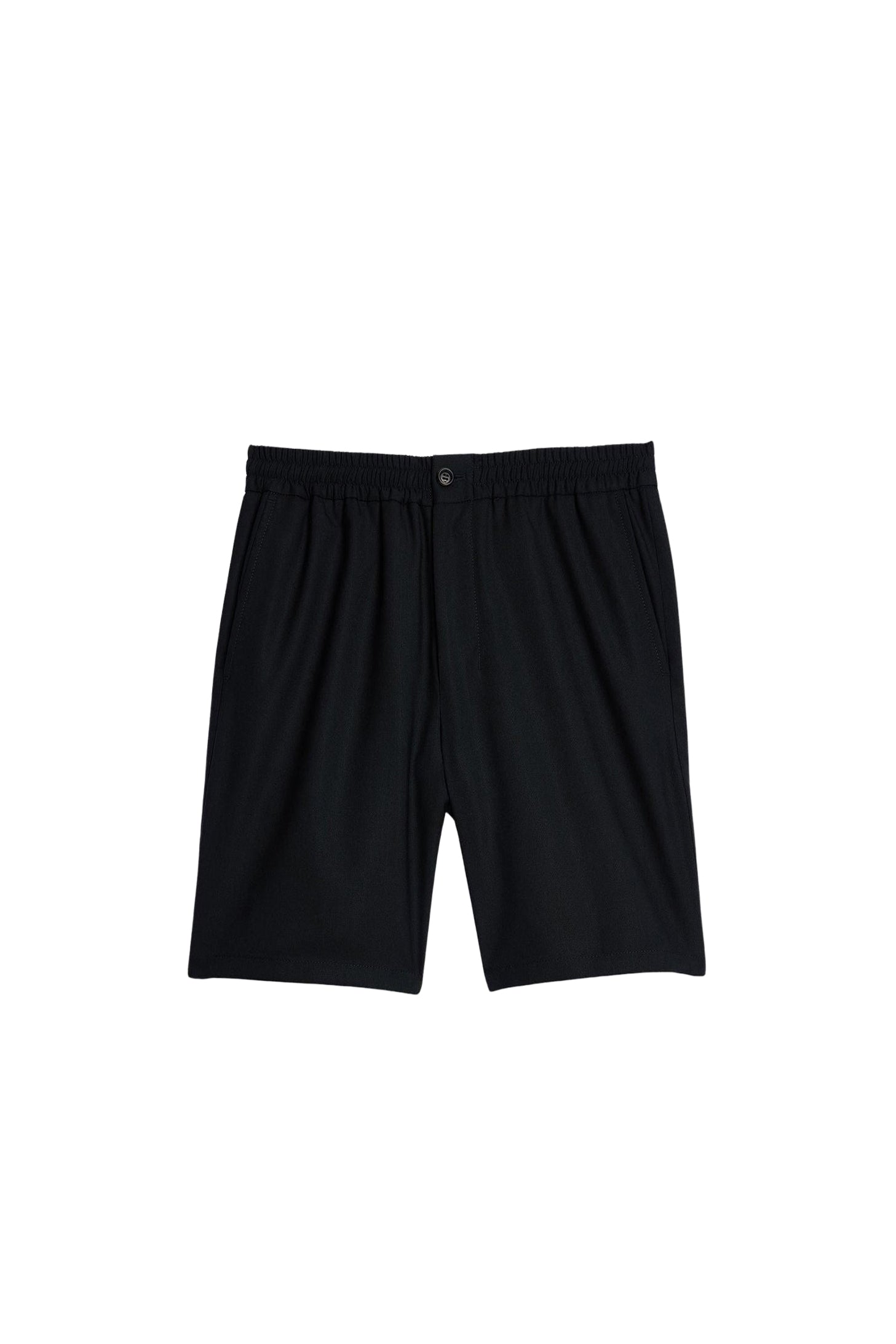 Short taille élastiquée en laine - Black