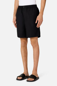 Short taille élastiquée en laine - Black