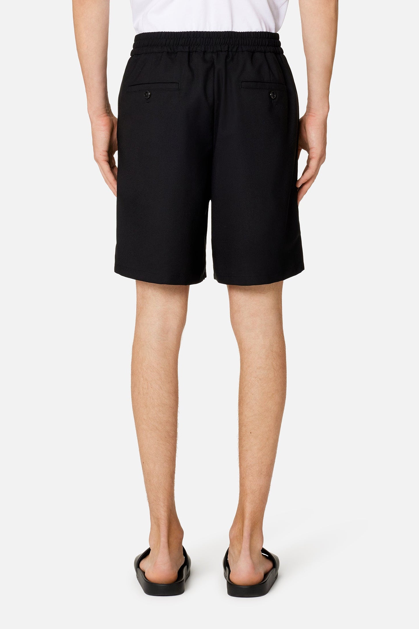 Short taille élastiquée en laine - Black