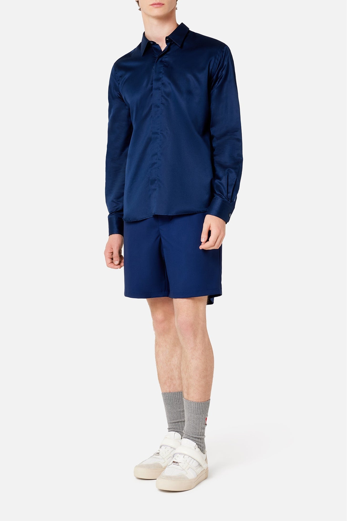 Elasticated wool shorts - Nautic Blue