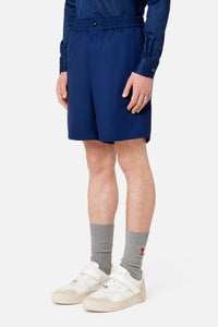 Elasticated wool shorts - Nautic Blue