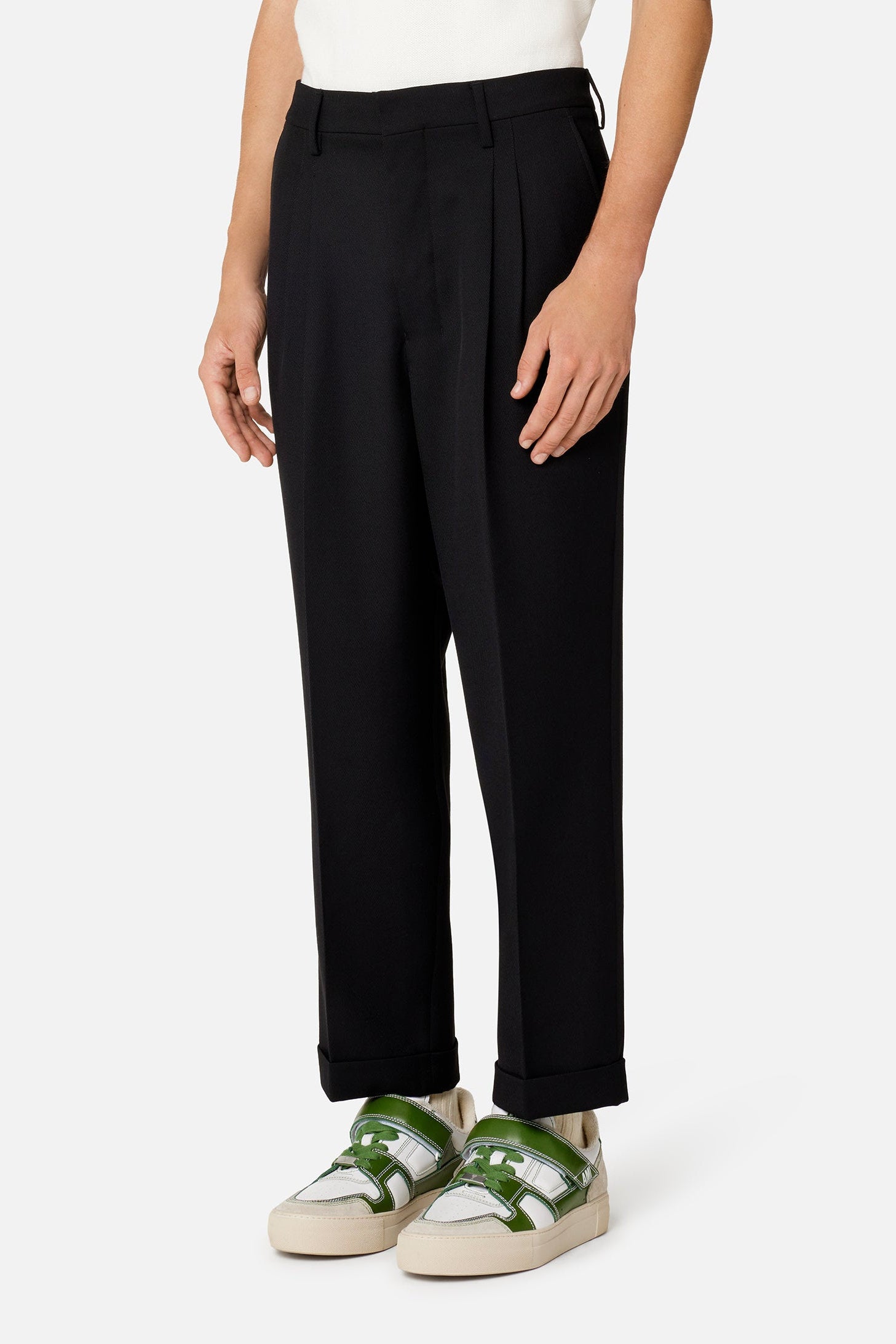 Pantalon carotte en laine - Black