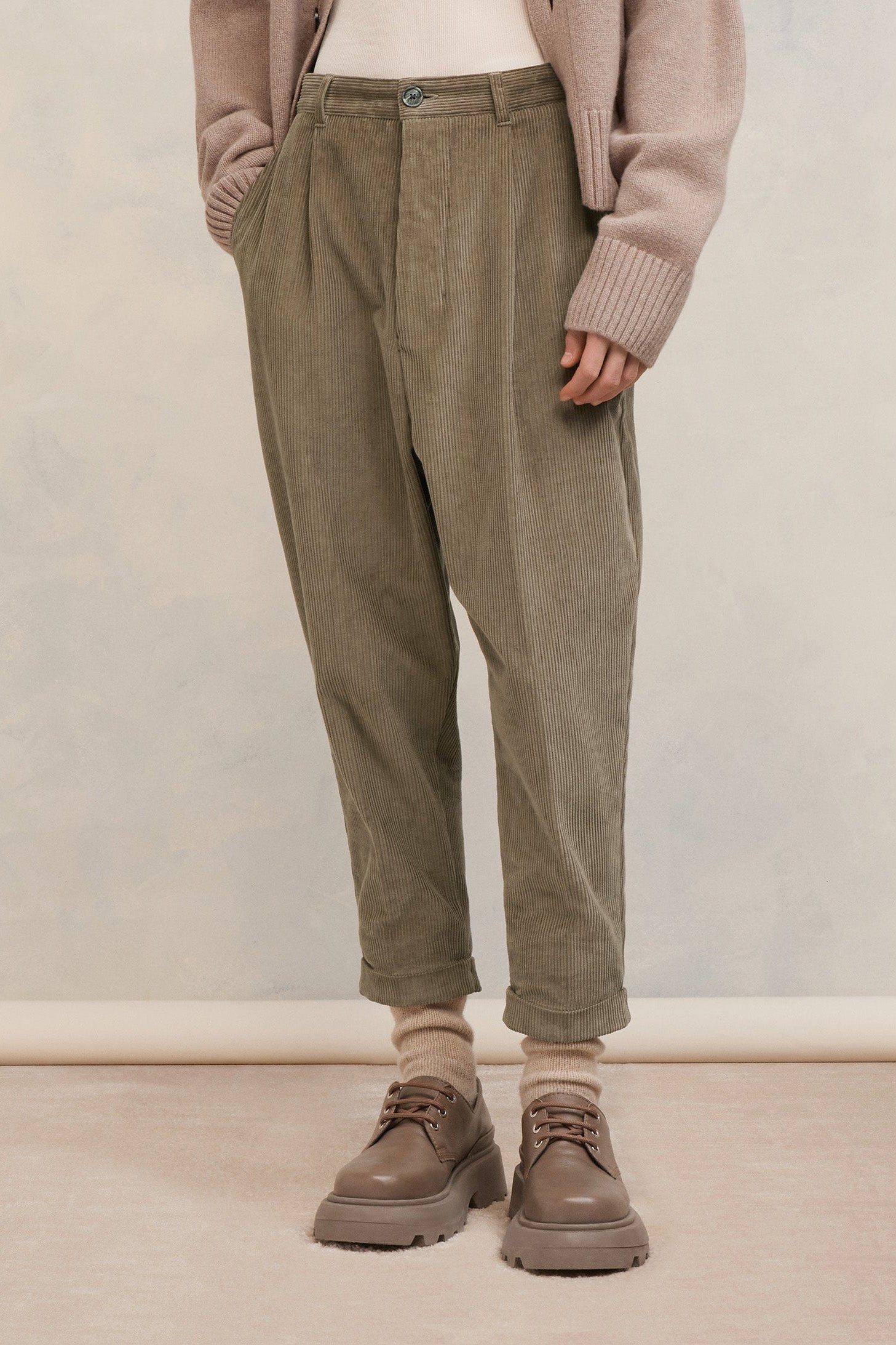 Pantalon carotte oversize - Clay