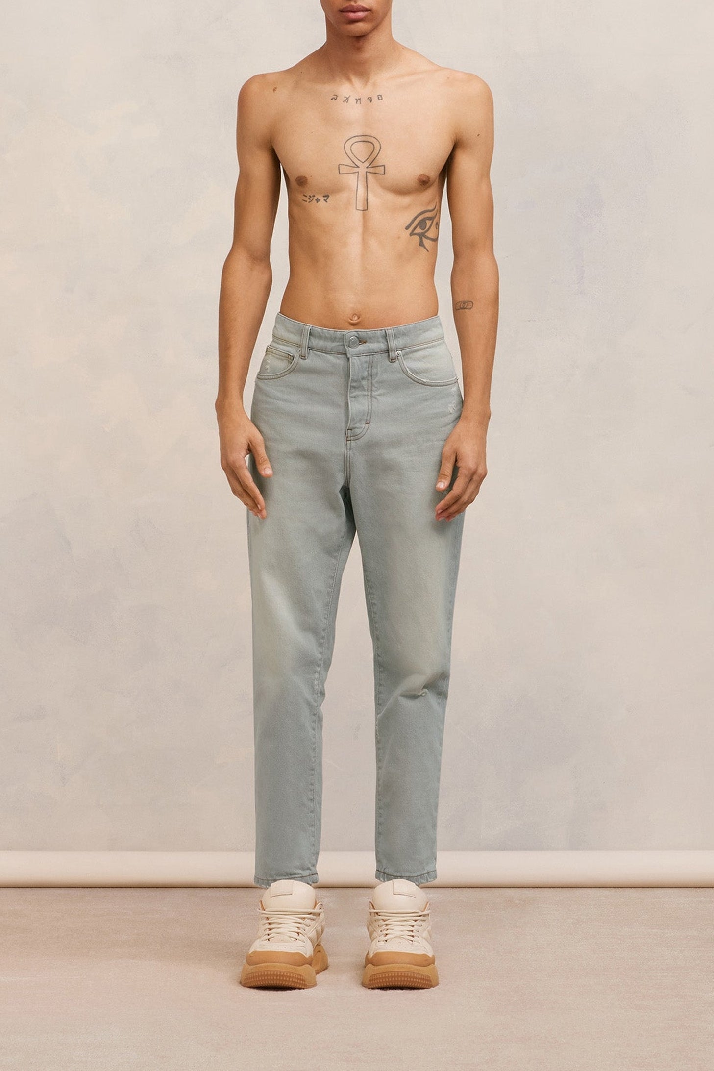 Pantalon carotte en denim - Vintage Grey