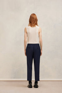 Pantalon court taille élastiquée en laine - Night Blue
