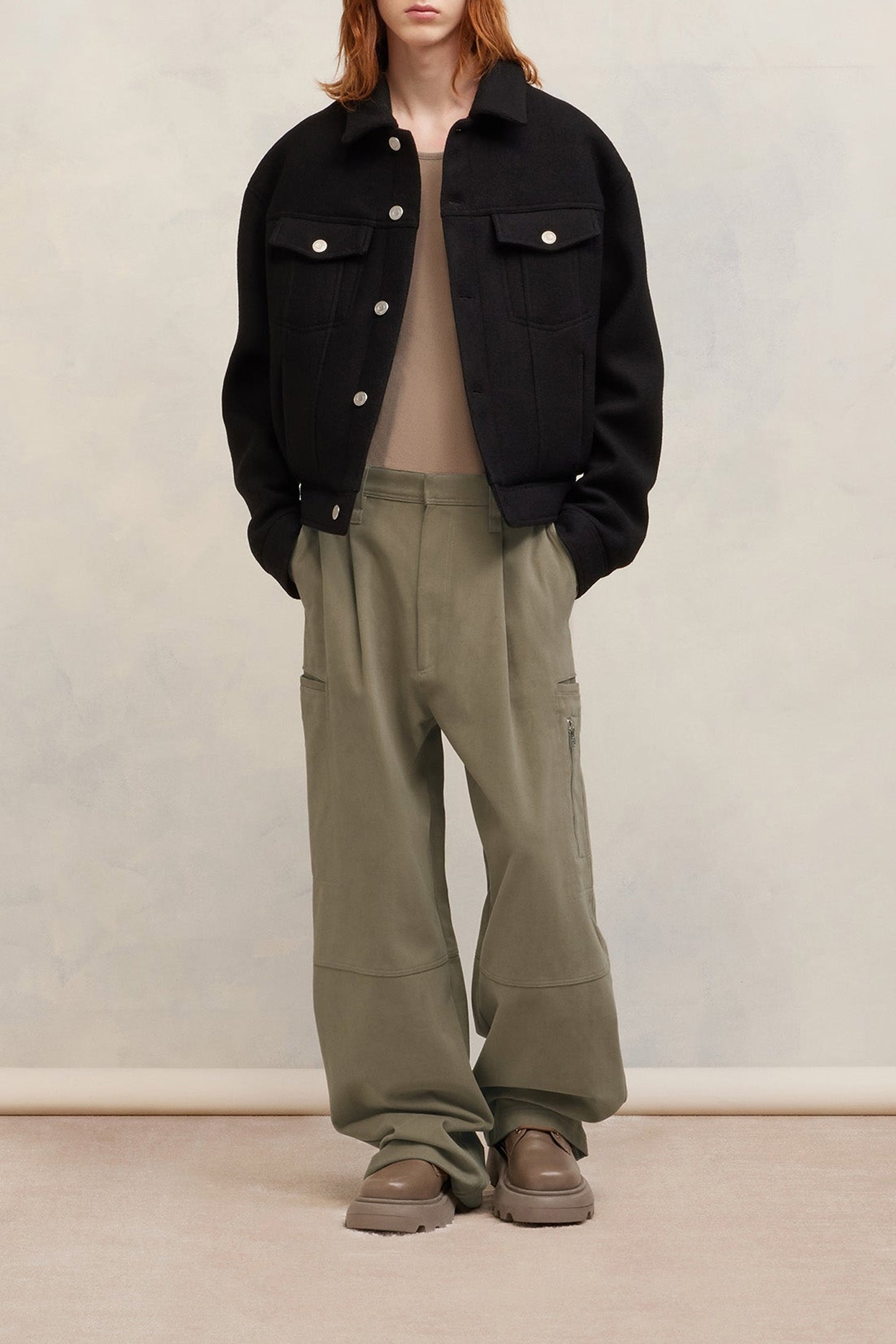 Cotton cargo trousers - Taupe