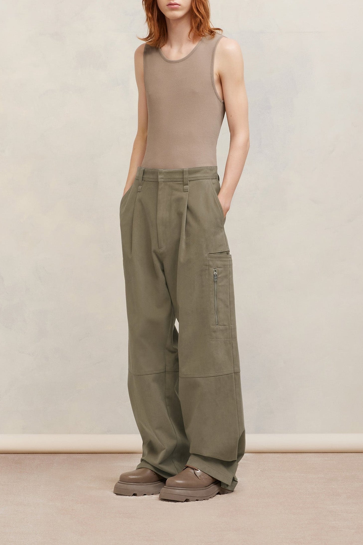 Cotton cargo trousers - Taupe