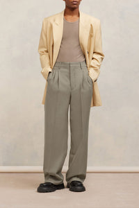 Pantalon droit en laine - Taupe