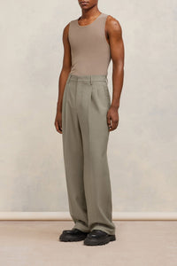 Pantalon droit en laine - Taupe