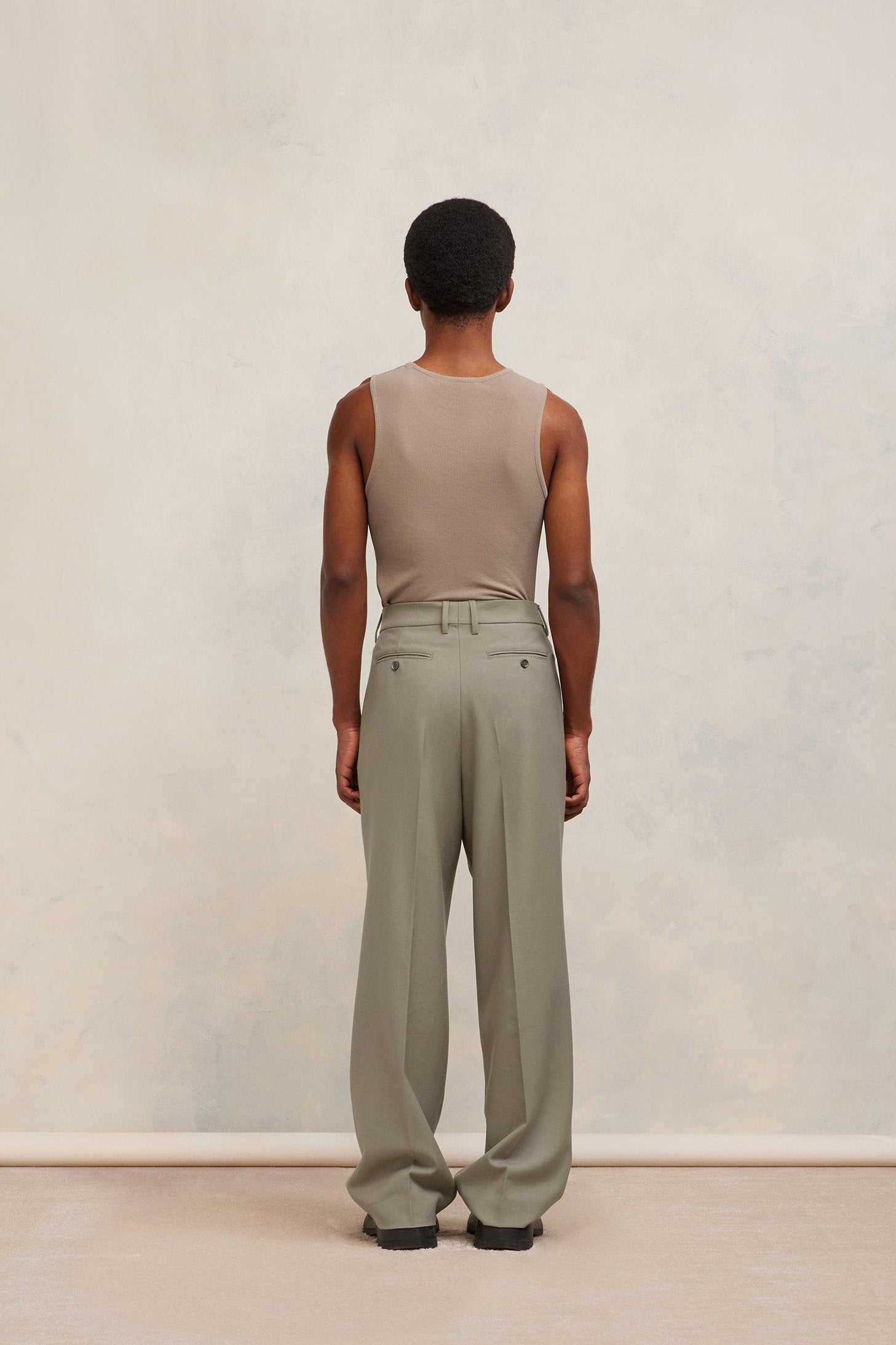 Pantalon droit en laine - Taupe