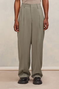 Pantalon droit en laine - Taupe