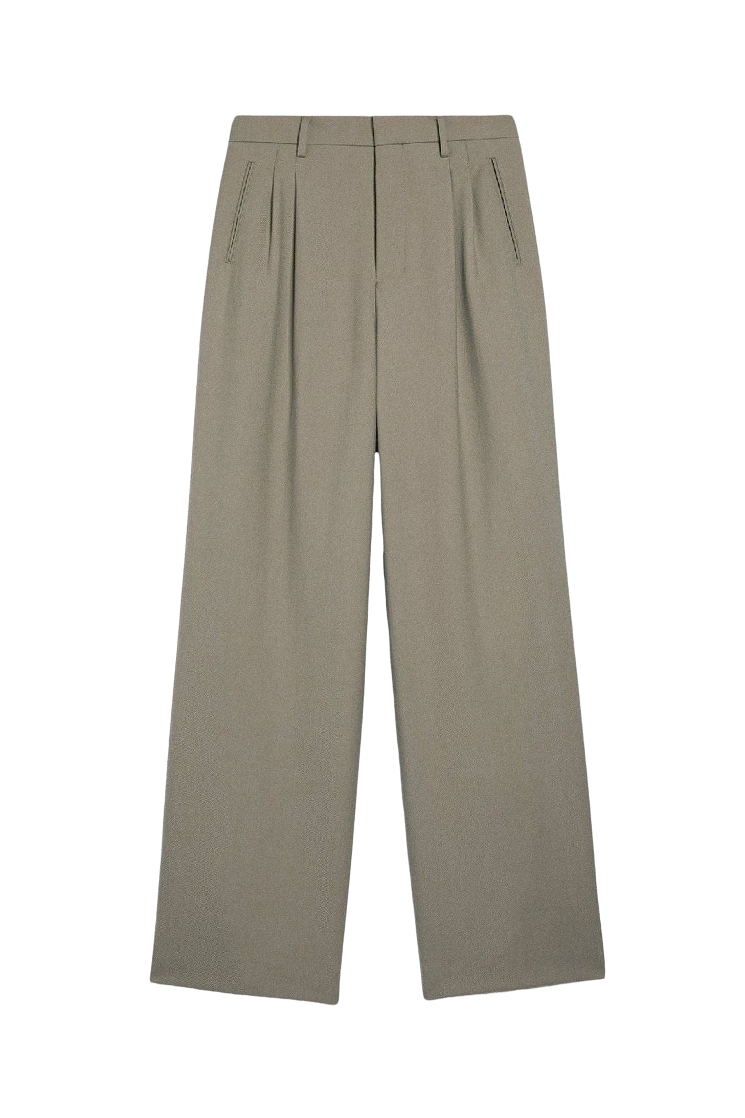 Pantalon droit en laine - Taupe