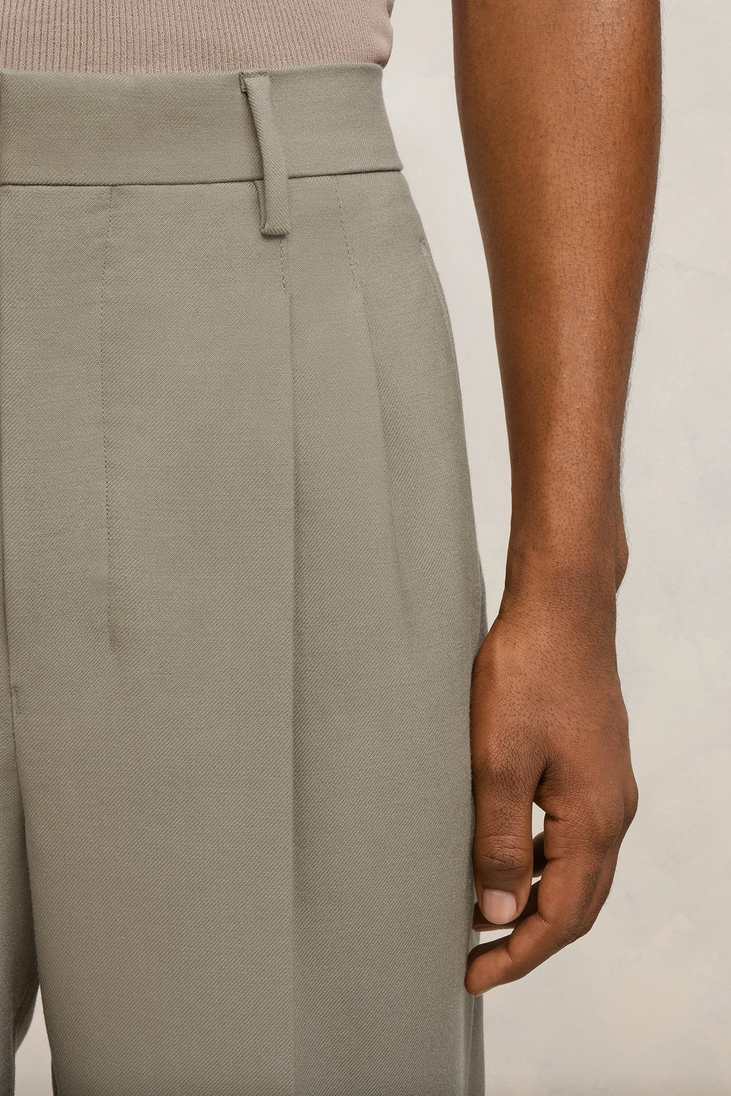 Pantalon droit en laine - Taupe