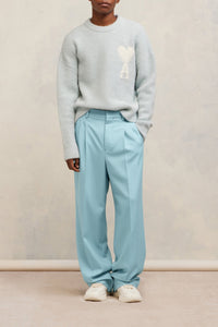 Pantalon droit en laine - Aquamarine