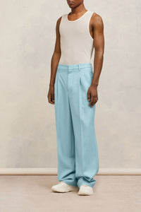 Pantalon droit en laine - Aquamarine