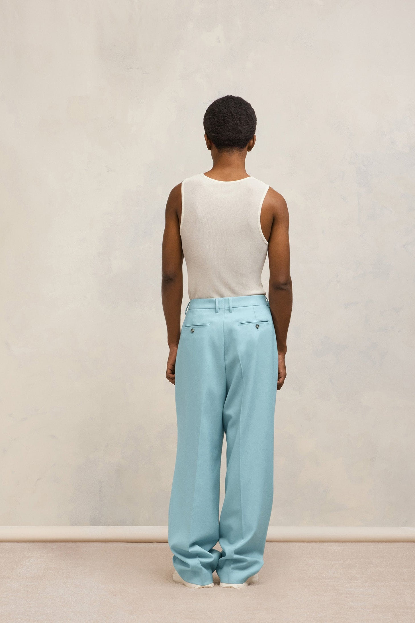 Pantalon droit en laine - Aquamarine