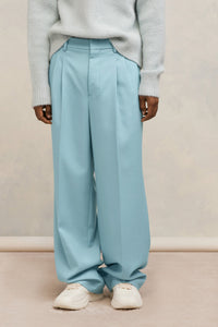 Pantalon droit en laine - Aquamarine